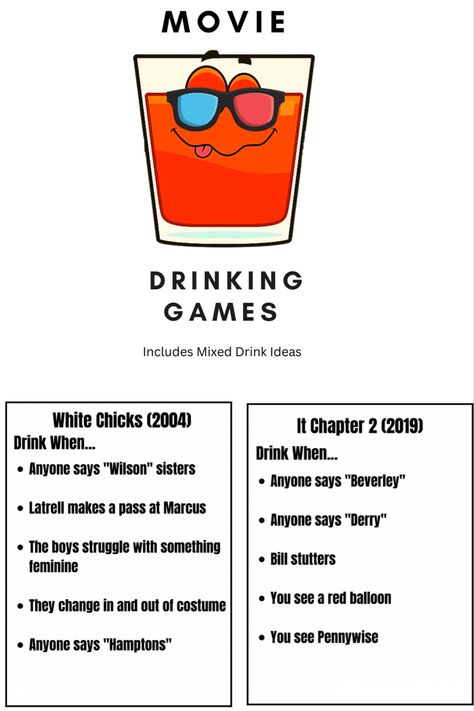 Drinking Games For 2 Movie, Movies Drinking Games, Drinking Game For Movies, Drinking Games For Movies, Scary Movie Drinking Games, Horror Movie Drinking Game, Drinking Games Movie, Drinking Game Movie, Drunk Activities