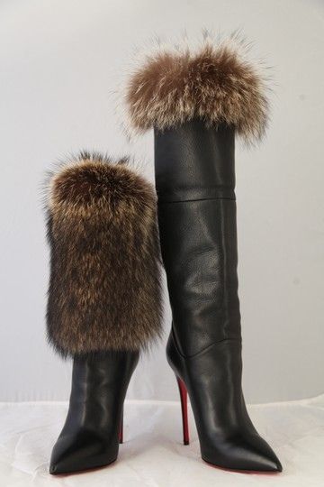 Sexy Genuine Fur Lined Boots High Heel Boots With Fur, Fur Heel Boots, Fur Boots Heels, Fox Fur Boots, Fur Boots Women, Boots With Fur, Fur Heels, Fur Shoes, Faux Fur Boots