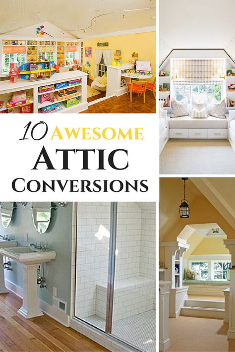 10 Awesome Attic Conversions Finished Attic Space, Finishing Attic Space, Small Attic Ideas Low Ceilings, Finished Attic Bedroom, Finished Attic Ideas, Attic Conversion Ideas, Attic Transformation, Attic Conversions, Attic Room Ideas