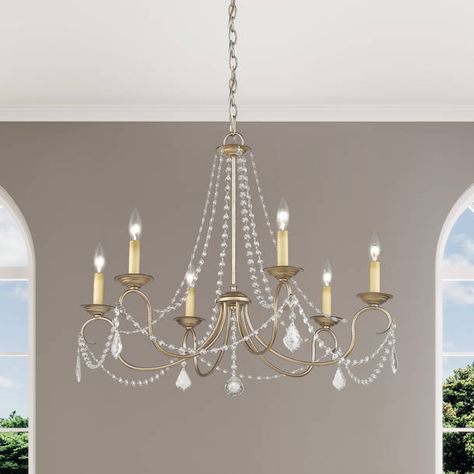 House of Hampton® Doane 6 - Light Candle Style Classic / Traditional Chandelier with Crystal Accents & Reviews | Wayfair Antique Chandelier Vintage Chandeliers, Pearl Tea, Traditional Staircase, Classic Chandelier, Traditional Candles, Cowhide Rugs, Room Chandelier, Candle Style Chandelier, Antique Chandelier