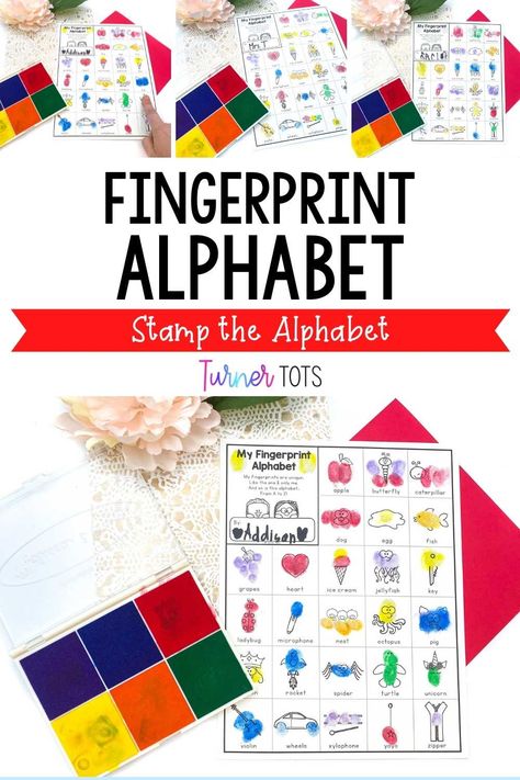 Fingerprint Alphabet Art Letters, Fingerprint Alphabet, Friendship Preschool Crafts, All About Me Activities For Preschoolers, Friendship Preschool, Initial Sound Activities, Prek Learning, Alphabet For Toddlers, Literacy Activities Preschool