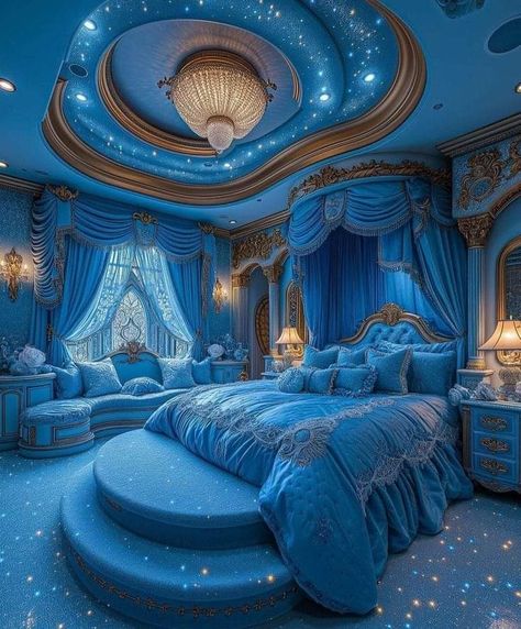 Aquamarine Bedroom, Royal Bedroom, Amazing Bedroom Designs, Dream Bedroom Inspiration, Fantasy Bedroom, Fantasy Rooms, Art Deco Bedroom, Perfect Bedroom, Cute Bedroom Decor