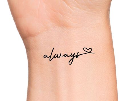 Always Connected Tattoo, Love Always Wins Tattoo, Always And Forever Tattoo Fonts, Forever Tattoo Fonts, Always Tattoo Ideas, Heart And Infinity Tattoo, Anchor Heart Tattoo, Always And Forever Tattoo, Small Infinity Tattoos