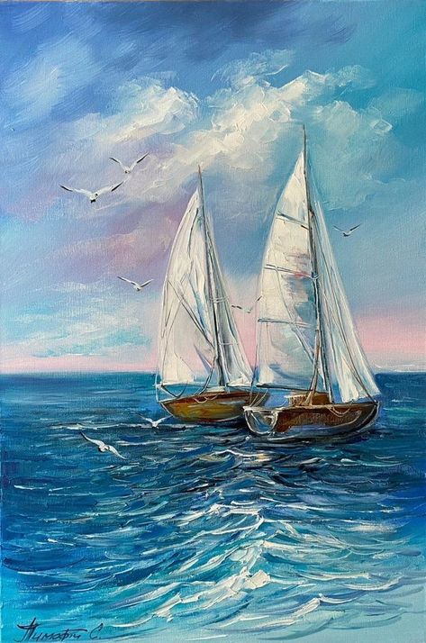 Original Sailboats Sea Oil Painting on Canvas Blue Ocean | Etsy | Sailboat painting, Boat painting, Ocean wave wall art Sea Oil Painting, Modern Nautical, Canvas For Beginners, Boat Painting, Nautical Design, Sailboats, Ocean Waves, Oil Painting On Canvas, Painting On Canvas