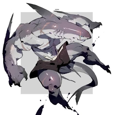 Shark Monster Art, Mershark Male, Shark Man Oc, Shark Man Character Design, Shark Man Art, Shark Oc Male, Shark Concept Art, Shark Humanoid, Humanoid Shark