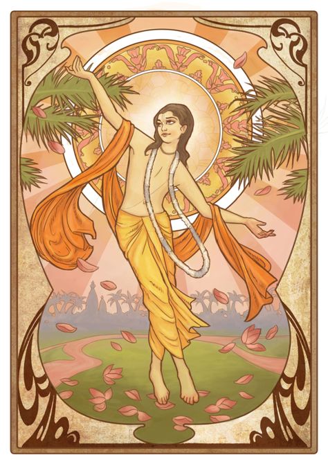 Lord Chaitanya Mahaprabhu, Lord Chaitanya, Chaitanya Mahaprabhu, Krishna Drawing, Ancient Paintings, Art Nouveau Poster, Hinduism Art, Vedic Art, Female Art Painting