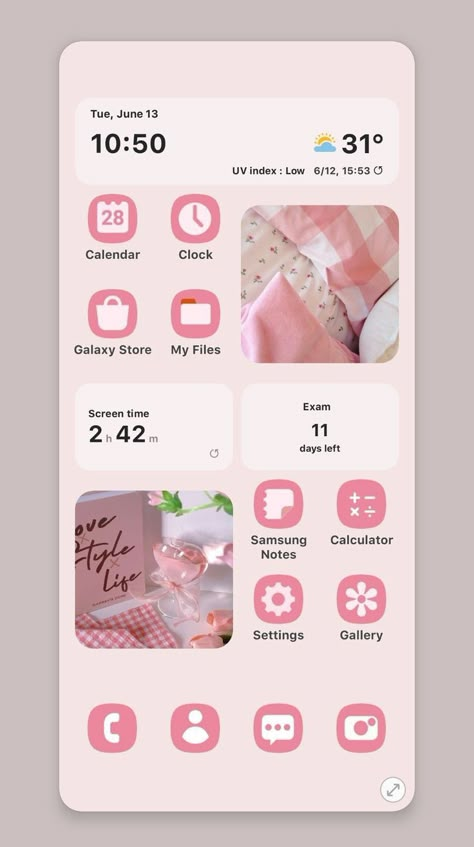 Samsung Home Screen Layout Ideas, Samsung Pink Wallpaper, Samsung Wallpaper Layout, Samsung App Layout, Samsung Icon Aesthetic, Samsung S22 Aesthetic, Samsung A54 Wallpaper, Samsung Lockscreen Aesthetic, Samsung Widget Ideas