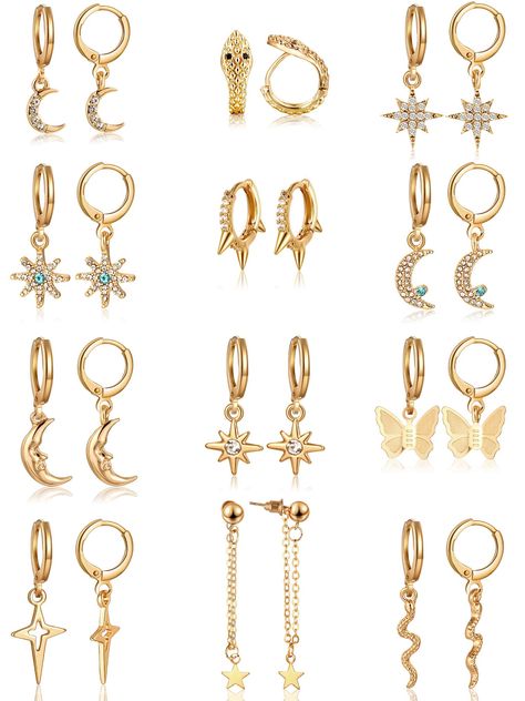 PRICES MAY VARY. Sufficient quantity: our package contains 12 pairs of small hoop drop dangle earrings with different styles, rich in designs and sufficient quantity will meet your daily decoration needs, we offer you 2 different sets to choose, detailed information please refer to pictures Quality material: made of alloy, our huggie hoop dangle earrings are safe for you to wear, lightweight and won't add more burdens to your ears, comfortable to wear and won't cause discomfort, suitable for mos Dark Academia Accessories, Earrings With Charms, Hoop Earrings Aesthetic, Earrings Aesthetic, Earrings Design, Dangle Hoop Earrings, Chic Gifts, Popular Fashion, Hoop Earring Sets