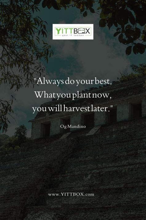 "Always do your best. What you plant now, you will harvest later." 

Og Mandino

https://www.yittbox.com/

#quotes  #quotestoliveby  #quotesaboutlife  #motivationalquotes  #motivation  #success Always Do Your Best Quotes, Do Your Best Quotes, Doing Your Best Quotes, You Don’t Always Need A Plan Quote, Quotes Motivation Success, Always Do Your Best, Live By Quotes, Life Motivational Quotes, Motivational Thoughts