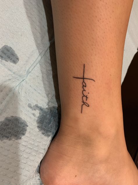 Cross Tattoo On Ankle, Small First Tattoos, Tattoo On Ankle, Faith Hope Love Tattoo, Tattoos Inspo, Cross Tattoos For Women, Cross Tattoos, Faith Tattoo, Classy Tattoos