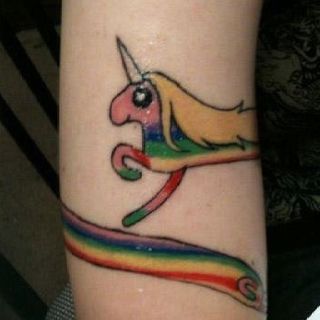 Kira Frazier Lady Rainicorn Tattoo, Mlp Tattoo, Ugliest Tattoos, Lady Rainicorn, Worst Tattoos, Adventure Time Tattoo, Tattoo Fails, Bad Tattoos, Infinity Tattoo