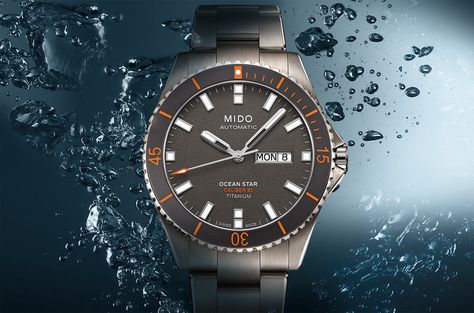 Mido Ocean Star Captain Titanium | Time and Watches Mido Ocean Star, Watch Photography, Star Watch, Titanium Watches, Titanium Bracelet, Star Logo, Well Groomed Men, Dive Watches, Surf Shop