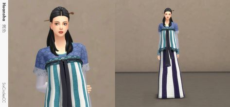 Chinese Dress - Huansha - Screenshots - The Sims 4 Create a Sim - CurseForge Sims 4 Asian Build, Sims 4 Chinese Cc Maxis Match, Sims 4 Hanfu, Sims 4 Chinese Cc, Body Skirt, Tang Dynasty, Best Mods, Chinese Dress, Feminine Dress