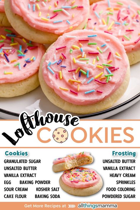 Lofthouse Cookie Recipe, Lofthouse Cookies, House Cookies, Sweet Snacks Recipes, Loft House, Delicious Snacks Recipes, Easy Baking Recipes, Homemade Desserts, Sugar Cookies Recipe