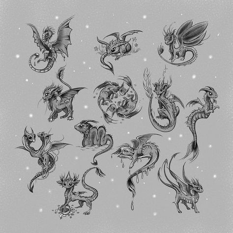 Cole ThreeMoons Richards on Instagram: "Zodiac Baby Dragons! Roster FULL for Friday the 13th! DM or email to book at the regular rate for a different day.✨ . . . #zodiac #astrology #zodiacdragon #babydragon #finelinetattoo #fridaythe13th #tattooflash #portlandoregon #portlandtattooartist" Friday The 13th Tattoo, Dragon Zodiac, Baby Dragons, Zodiac Tattoos, Tattoo Designs For Girls, Baby Dragon, Zodiac Astrology, Tattoo Sleeve Designs, Fine Line Tattoos