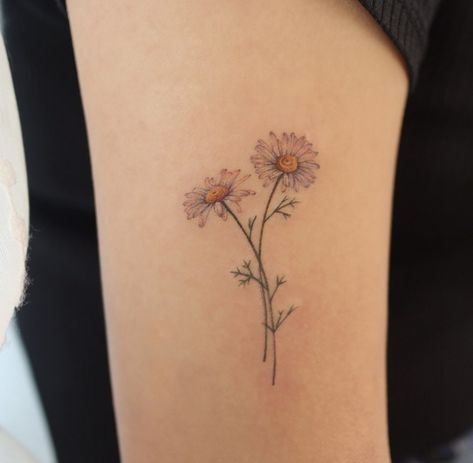 Colour Chamomile Tattoo, Ladybug Tattoo, Dragonfly Tattoo Design, Lady Bug Tattoo, Tattoo Color, Daisy Tattoo, Dragonfly Tattoo, Paradigm Shift, Love Tattoos