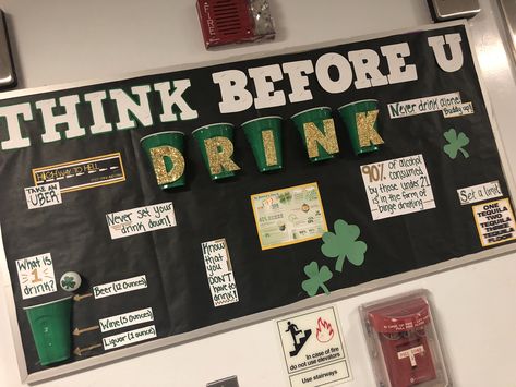 Informational Ra Bulletin Boards, Drinking Bulletin Board Ra, Safe Drinking Bulletin Board, Ra Alcohol Bulletin Boards, March Bulletin Board Ideas College, March Ra Bulletin Boards, Informational Bulletin Board, Alcohol Bulletin Board, College Bulletin Board