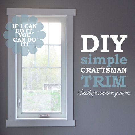 DIY Simple Craftsman Shaker Window & Door Trim by The DIY Mommy Window Trim Ideas Interior, Shaker Trim, Exterior Door Trim, Craftsman Window Trim, Craftsman Window, Diy Window Trim, Window Trims, Craftsman Trim, Interior Window Trim