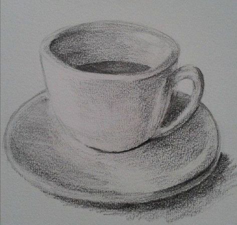 Drawing Of A Cup Of Tea, Cup Pencil Drawing, Still Life Pencil Shading, Easy Still Life Drawing, Tea Cup Drawing, Honey Lemon Tea, Still Life Sketch, Pencil Drawing Ideas, Shading Drawing