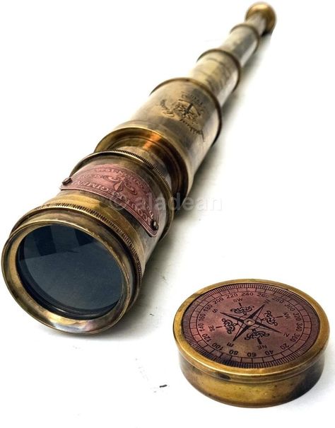 Vintage Spyglass Telescope for Adult Boys & Men - Pirate Scope Scouts Prop Ship Captain Cosplay Costume Gift for Communion Baptism (Scout -19") Medieval Telescope, Steampunk Chainsaw, Spyglass Tattoo, Steampunk Telescope, Pirate Items, Pirate Telescope, Captain Ship, Vintage Telescope, Scout Regiment