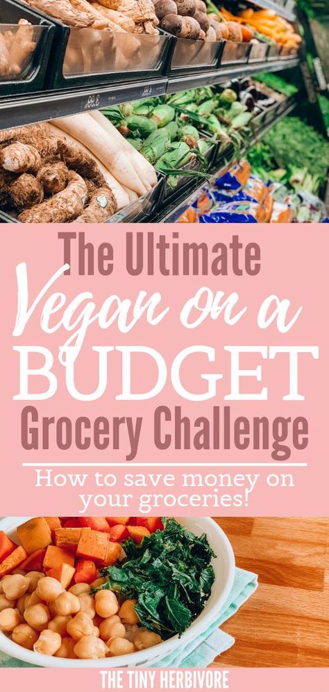 The Vegan Grocery Challenge: How to save money and buy plant based, vegan food on a budget for under $50 a month. On Tenderly Mag, The Tiny Herbivore shares an inexpensive shopping list, tips for saving money on groceries, and even how to meal prep east vegan recipes on your budget! // cheap vegan grocery list // vegan on a budget // budget lifestyle // how to budget groceries #groceries #budget #savemoney #frugal #vegan #tenderlymag Vegan On A Budget, Budget Grocery, Food On A Budget, Cheap Vegan Meals, Vegan Grocery List, Cheap Vegan, Tips For Saving Money, Vegan Grocery, Plant Based Vegan