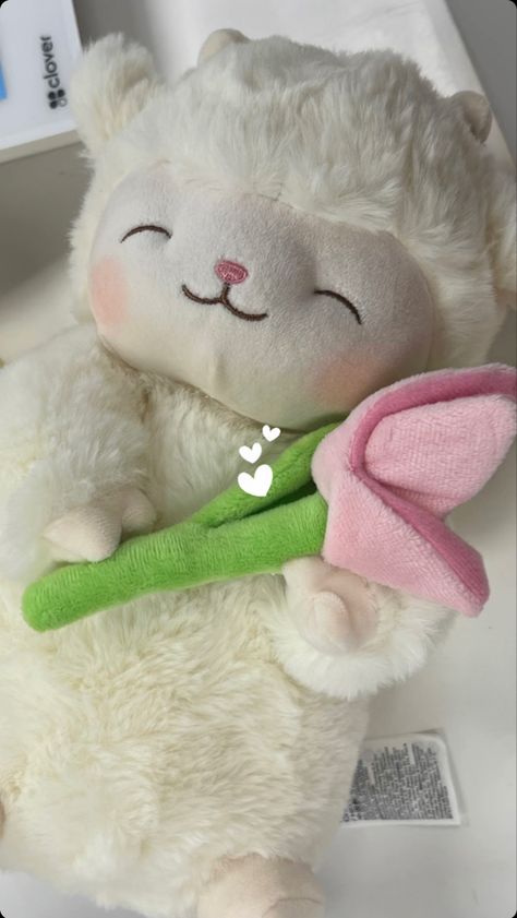 Miniso, plushies, lamb, tulips, cute, pink, white, animals, adorable, douyin, korean, japanese, philippines, Vietnamese Miniso Plushies Lamb With Tulip, Miniso Wallpaper, Korean Cute Things, Korean Plushies, Cute Korean Wallpaper, Douyin Wallpaper, Pink Plushies, Miniso Plushies, Lamb Plushie