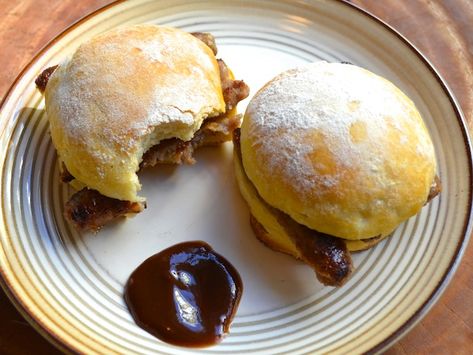 Traditional British Baps -- Serious Eats. Boiled Beef, Serious Eats Recipes, British Recipes, Scottish Recipes, Meat Sandwich, British Baking, Simple Sandwiches, Sticky Buns, Bread Roll