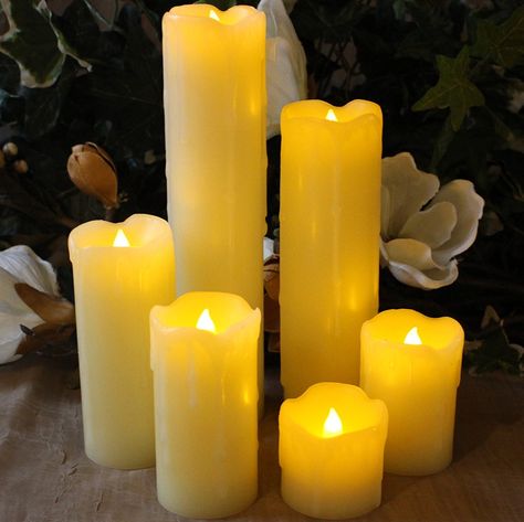 Amazon.com: LED Lytes Flameless Candles with Timer, SLIM Set of 6, 2" WIDE and 2"- 9" TALL, Red Color Wax and Amber Yellow Flame for Holidays, Weddings and Parties: Kitchen & Dining Candle Light Wedding, Flameless Candles With Timer, Mood Candles, Battery Powered Candles, Timer Candles, Spooky Home Decor, Traditional Candles, Flameless Led Candles, Led Tea Lights