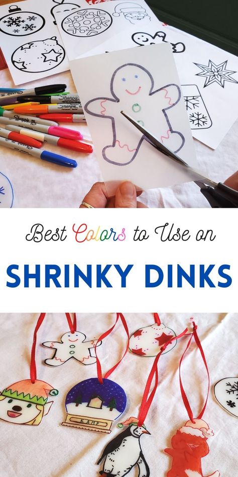 How To Make Shrinky Dink, Heat Shrink Plastic Art, Diy Shrinky Dink Ornaments, Shrinks Dink Christmas Ornaments, Shrink Dink Christmas Ornaments, How To Make Shrinky Dink Key Chains, Shrinks Dink Ornaments, Shrink Film Crafts, Shrinky Dink Ornaments Kids