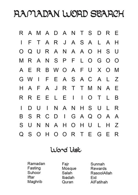 Free Printable Ramadan Word Search - In The Playroom Ramadan Diy, Eid Activities, Ramadan Printables, Decoraciones Ramadan, Eid Ideas, Kids Word Search, Muslim Kids Activities, Eid Decorations, Islamic Kids Activities