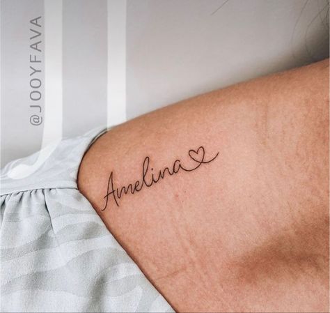 Amelia Tattoo, Small Name Tattoo, Mutterschaft Tattoos, Tattoo Word Fonts, Motherhood Tattoos, Name Tattoos For Moms, Baby Name Tattoos