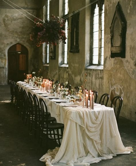 Wedding Table Flower Arrangements, Candle Light Wedding, Draping Wedding, Celebrity Event, Abandoned Churches, Table Flower Arrangements, Table Decorations Wedding, Europe Wedding, Editorial Wedding Photography