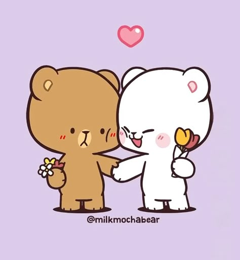 Milk And Mocha Bear Kiss, Couple Bears Cartoon, Cute Love Cartoons Drawings, Cute Love Cartoons Kiss, Love Bears Cartoon, Milk And Mocha Valentine, Bear Couple Milk And Mocha, Mochi And Milk Bear, Milk And Mocha Kiss