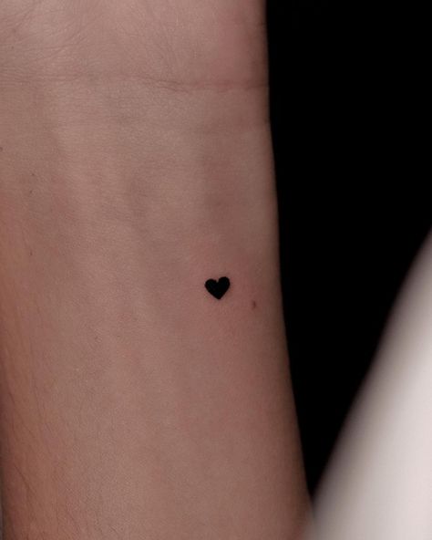 Tiny Black Heart Tattoo, M Heart Tattoo, Solid Heart Tattoo, Mini Tattoos Heart, Follow Your Heart Tattoo, Mini Heart Tattoo, Little Heart Tattoo, 3 Hearts Tattoo, Black Heart Tattoo