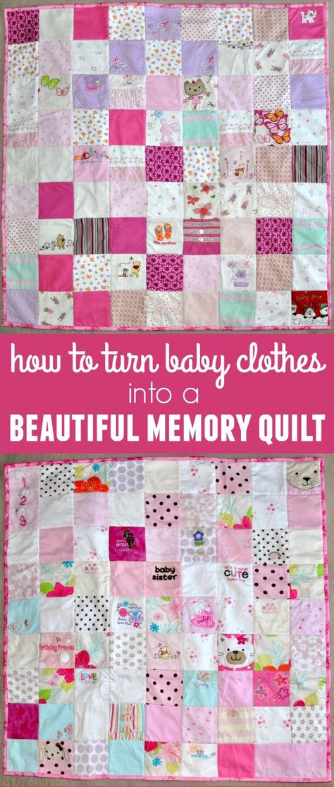 Quilt Of Baby Clothes, How To Make A Quilt Out Of Baby Clothes, How To Make A Memory Quilt, Quilt Out Of Baby Clothes, Memory Quilt From Baby Clothes, Birth Weight Memory Bear Diy, Memory Blanket Ideas, Quilt Baby Clothes, Memory Quilts From Womens Clothes