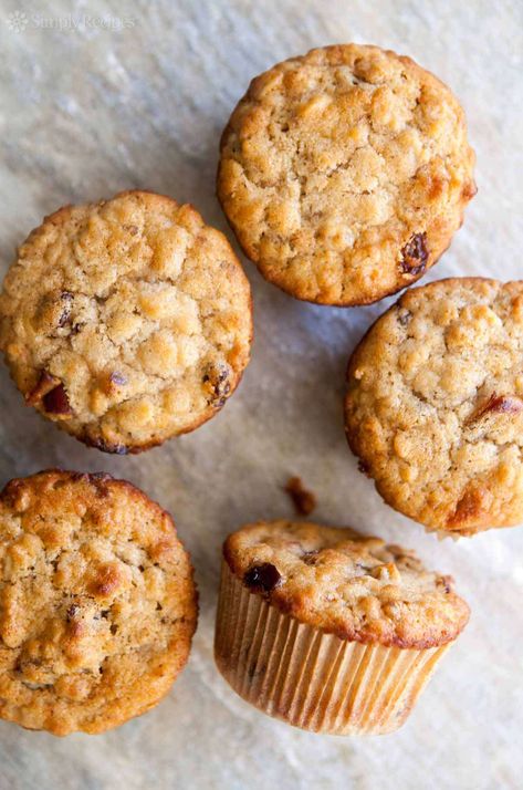 Oatmeal Muffins with Raisins, Dates, and Walnuts Recipe Muffins With Raisins, Date Muffins, Walnuts Recipe, Raisin Muffins, Walnut Recipes, Oat Muffins, Oatmeal Muffins, Healthy Oatmeal, Diet Vegetarian