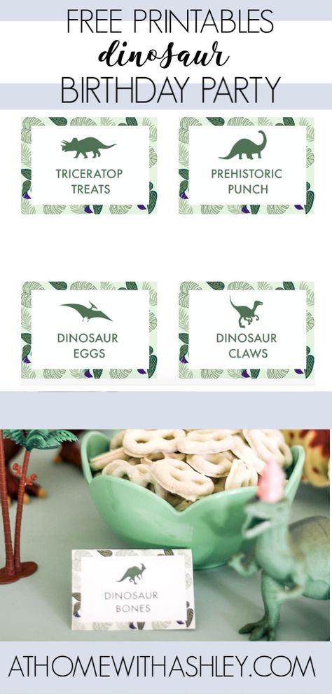 Food For A Dinosaur Birthday Party, Dinosaur Diy Decorations Party Ideas, Dino Printables Free, Dino Dig Birthday Party Ideas, Free Dinosaur Birthday Invitations, Dino Party Food Labels, Cricut Dinosaur Birthday, Party Like A Dinosaur, Jurassic Park Birthday Party Food