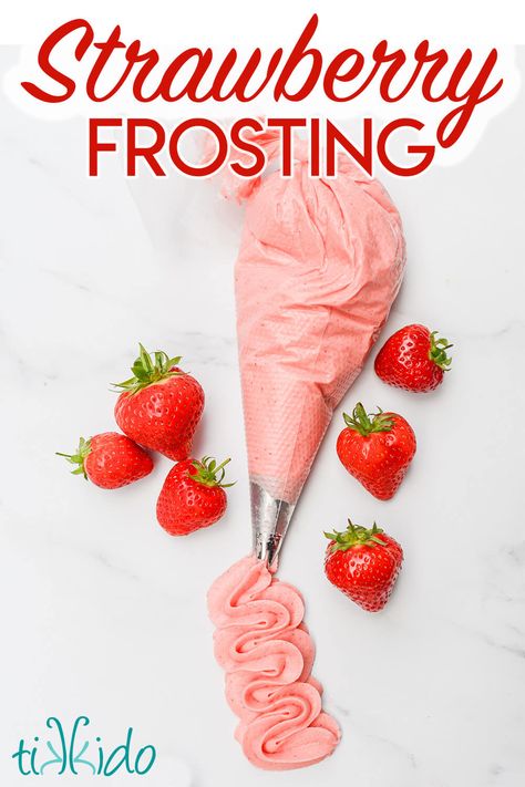 This strawberry icing recipe really tastes like strawberries thanks to two secret ingredients. It's the best strawberry frosting recipe I've ever tasted! Strawberry Icing Recipe, Paleo Icing, Strawberry Frosting Recipe, Best Icing Recipe, Strawberry Jello Cake, Strawberry Frosting Recipes, Strawberry Icing, Lemonade Cupcakes, Strawberry Powder