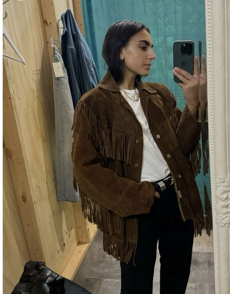 Suede Tassel Jacket, Brown Suede Fringe Jacket Outfit, Fringe Suede Jacket Outfit, Parisian Cowgirl, Brown Fringe Jacket Outfit, Black Fringe Jacket Outfit, Fringe Leather Jacket Outfit, Suede Fringe Jacket Outfit, Brown Suede Jacket Outfit