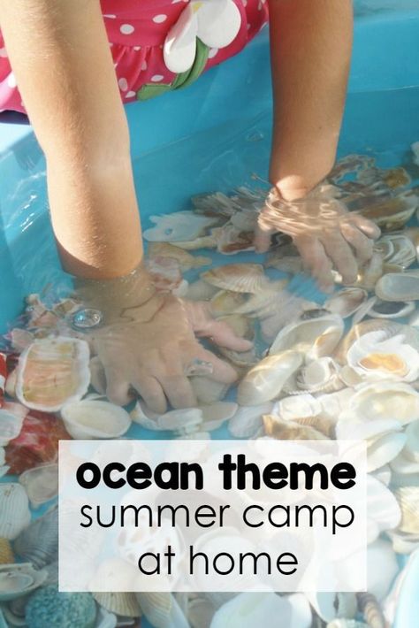 Preschool Summer Camp, Summer Camp At Home, Activities For Kids At Home, Camp At Home, Summer Camp Themes, Ocean Theme Preschool, Camping Activities For Kids, Summer Camp Activities, Beach Week