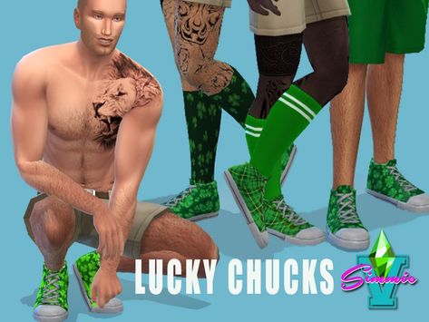 The Converse All-Star or Chuck Taylor's that are iconic footwear are now available in 5 shamrock prints and one plaid. Are you feeling lucky?  Found in TSR Category 'Sims 4 Shoes Male' Hunter Tattoo, Sims 4 Tattoos, Fall Suit, Sims 4 Teen, Feeling Lucky, The Sims Resource, Sims Resource, Converse All Star, The Sims