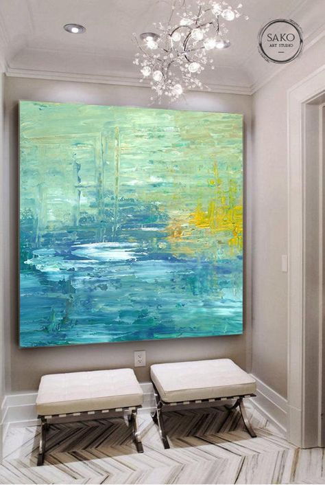 Large Original Abstract Oil Painting / Seascape Painting / - Etsy Denmark Shop Outfits, Flower Painting On Canvas, Canvas For Beginners, Seascape Wall Art, Painting Contemporary, Acrylic Painting For Beginners, Painting Blue, Abstract Oil Painting, Beginner Painting