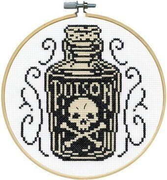 Disney Villains Cross Stitch Patterns, Cross Stitch Potion Bottles, Free Witchy Cross Stitch Patterns, Cross Stitch Gothic Pattern, Cross Stitch Spooky, Cross Stitch Patterns Goth, Supernatural Cross Stitch Patterns, Pop Culture Cross Stitch, Punk Cross Stitch