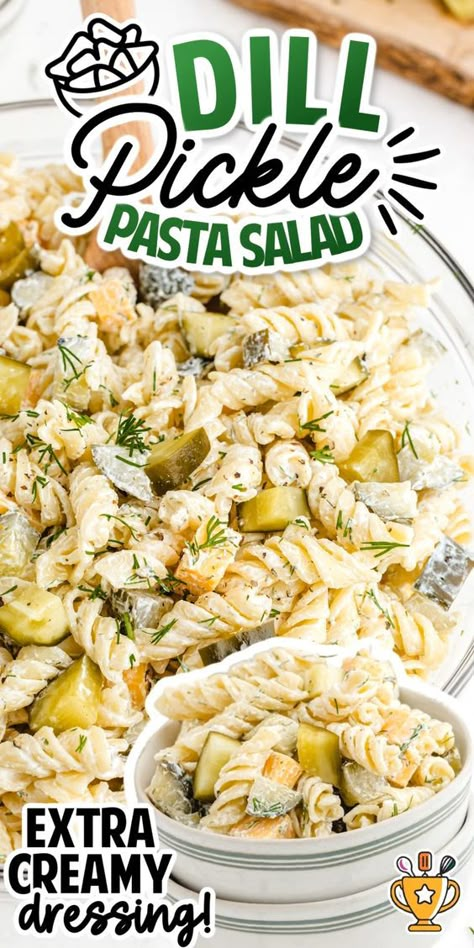 A classic pasta salad with an unexpected dill pickle tangy twist. Dill pickle pasta salad combines zesty dill pickles, tender pasta, cubes of cheese, and a creamy dressing.  #DillPicklePastaSalad #PastaSalad #DillPickles #SummerSalads #EasyRecipes #PicnicFood Dill Pickles Pasta Salad, Dilly Pasta Salad, Pasta Dill Pickle Salad, Fill Pickle Salad, Dill Pickle Tuna Pasta Salad, Tuna Pasta Salad With Pickles, Pickle Bacon Pasta Salad, Dill Pickle Pasta Salad With Bacon, Ranch And Italian Dressing Pasta Salad