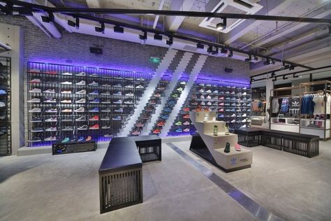 Adidas “NBHD” concept store, Berlin – Germany » Retail Design Blog Retail Store Layout, Shoe Store Design, Adidas Store, Retail Space Design, Shoe Room, Store Concept, Retail Concepts, Store Interiors, Attic Renovation