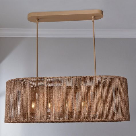 Long Light Fixture Dining Rooms, Organic Modern Chandelier, Linear Chandeliers, Woven Chandelier, Elegant Vibes, Statement Light Fixture, Boho Chandelier, Long Chandelier, Beach Place