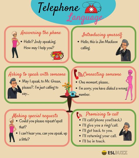 Here are some common phrases and sentences you can use when speaking on the telephone... English Lessons Conversation, Telephone Game Phrases, Office English Conversation, Telephone Conversation English, Informal Conversation In English, English Talk, English Conversation Learning, Phrases And Sentences, English Collocations