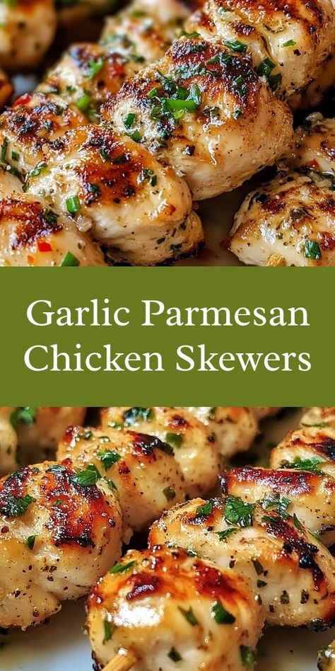 As I prepared the garlic parmesan chicken skewers on a sunny Saturday, my kids eagerly chimed in, laughing as they threaded the chicken. My partner’s smile made it all worthwhile, turning a simple meal into a cherished family moment. Saturday Chicken Recipe, Garlic Parm Skewers, Garlic Parmesan Chicken Kabobs, Italian Parmesan Chicken Skewers, Garlic Parmesan Skewers, Garlic Parm Chicken Skewers, Chicken Kabobs In The Oven, Loaf Pan Chicken, Chicken Spiedini