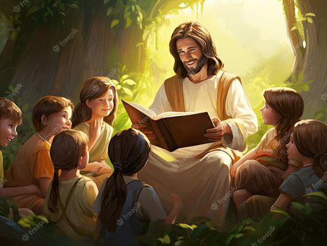 Jesus Teaching, Jesus Teachings, Photo Clipart, Bible Illustrations, Colorful Illustration, Scene Art, Jesus Bible, Illustration Background, Bible Teachings