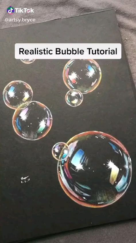 3d Bubble Drawing, How To Paint A Bubble Acrylic, Realistic Bubble Drawing, Bubble Oil Painting, Acrylic Paint Tricks, 3d Painting Tutorial, Easy Realistic Paintings Acrylic, Bubbles Acrylic Painting, Bubble Painting Tutorial